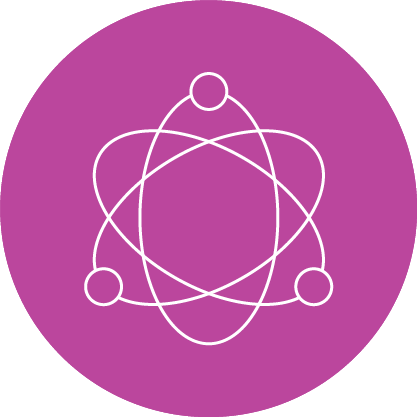 Immunity support icon—atom-style lines for vitamin C benefits.