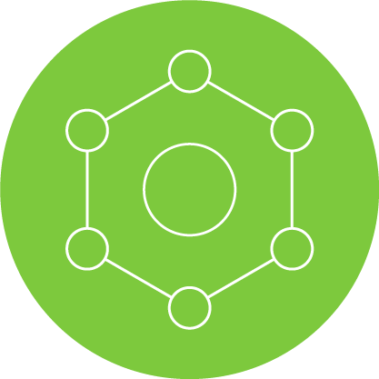 Skin and recovery icon—a molecular network indicating antioxidants.
