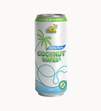 BC Orchard coconut water can—100% pure coconut water
